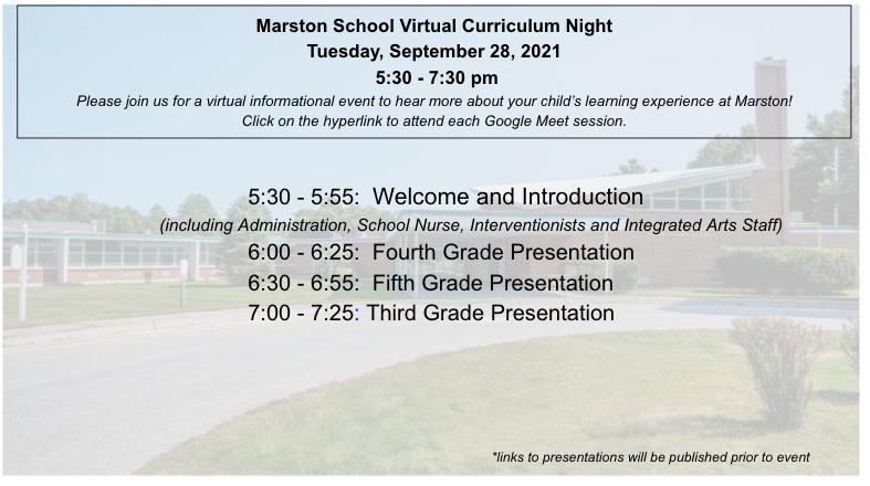 Join us For Curriculum Night!