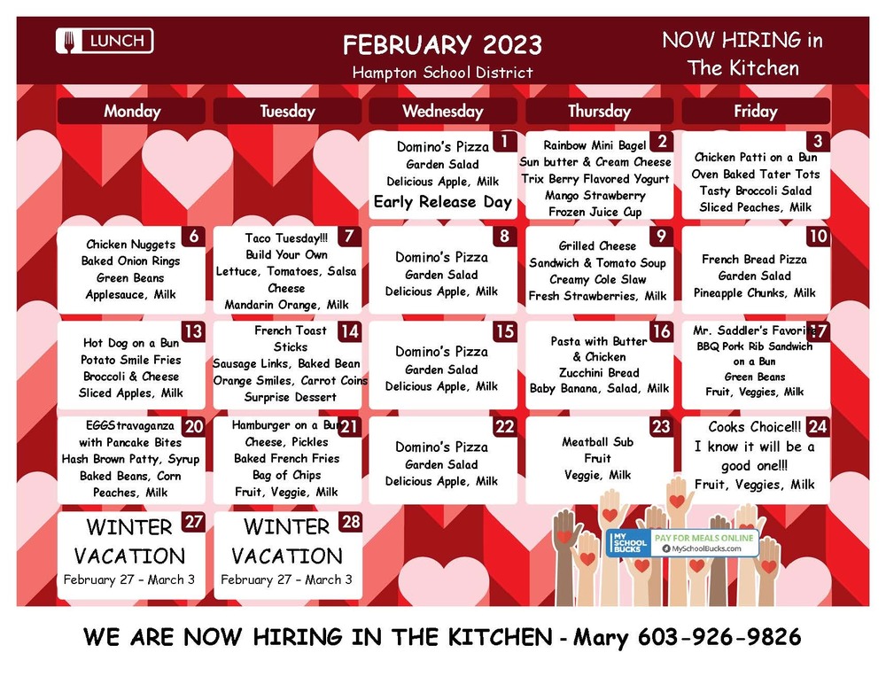 February Lunch Menu