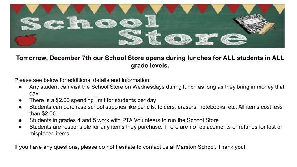 School Store Dec 2022